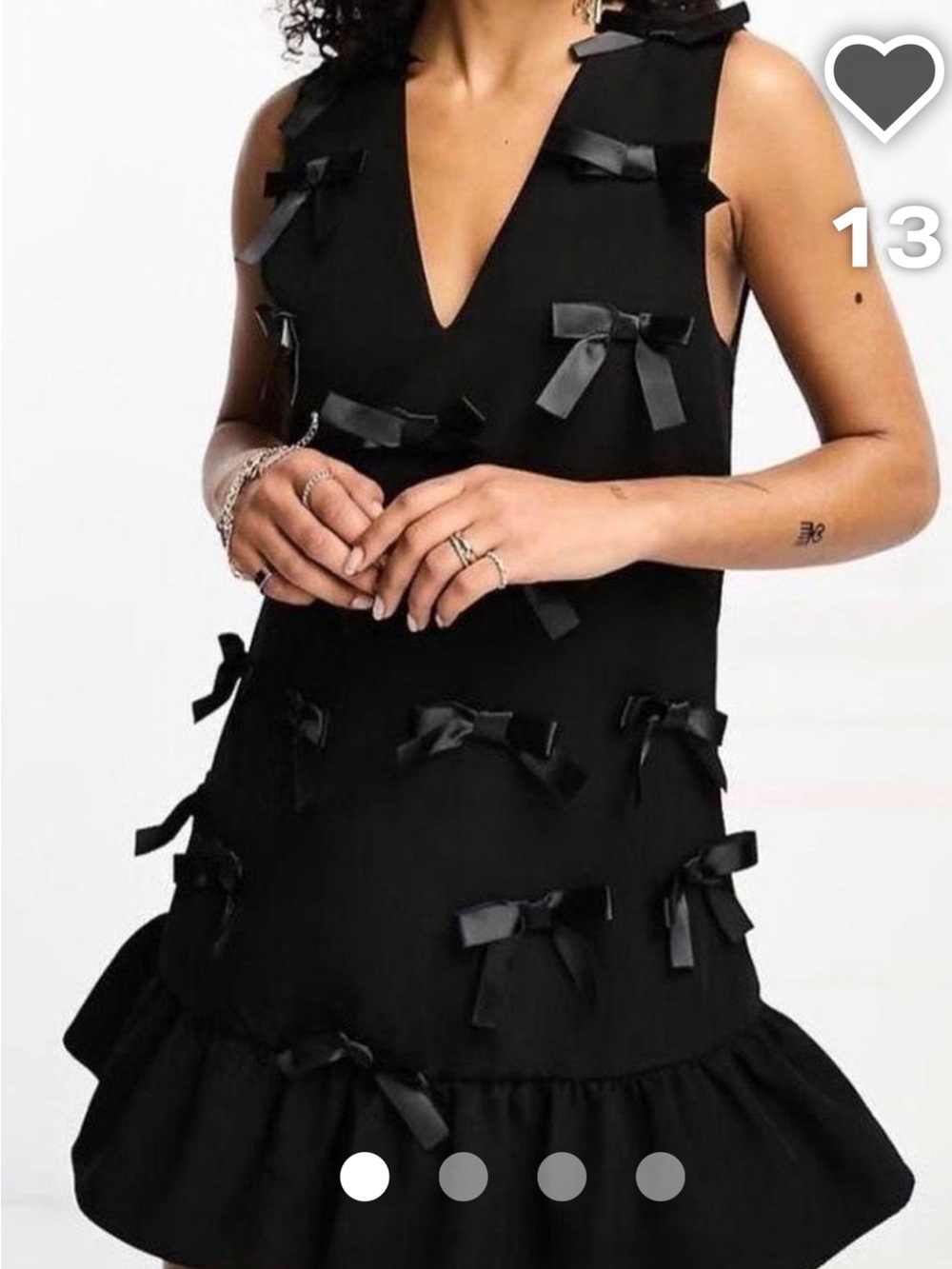 Sister Jane Black Bow-Accent V-Neck Mini Dress size Med NWOT